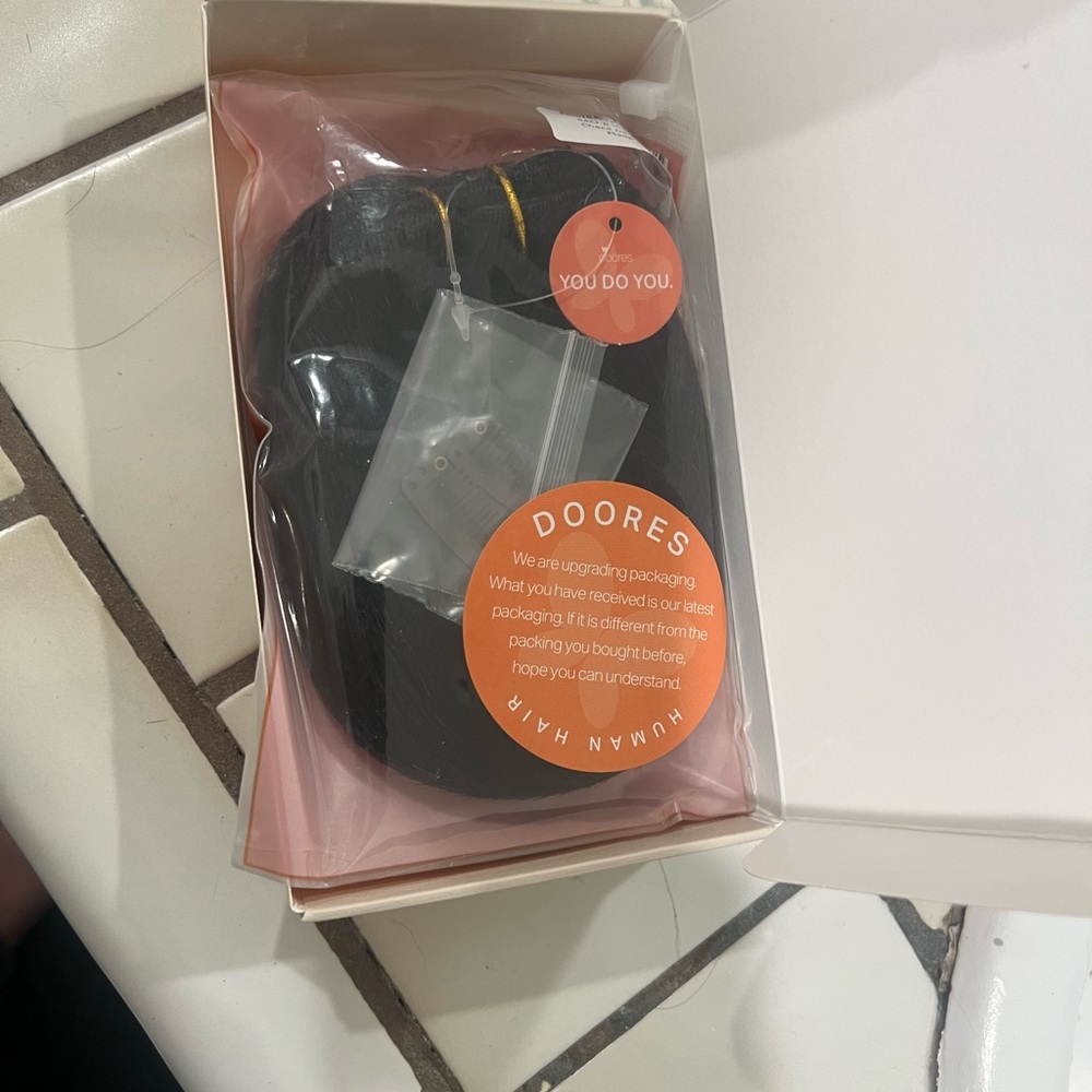 Dooreos Human Hair Clip In Extensions - 18in Dark Brown NEW